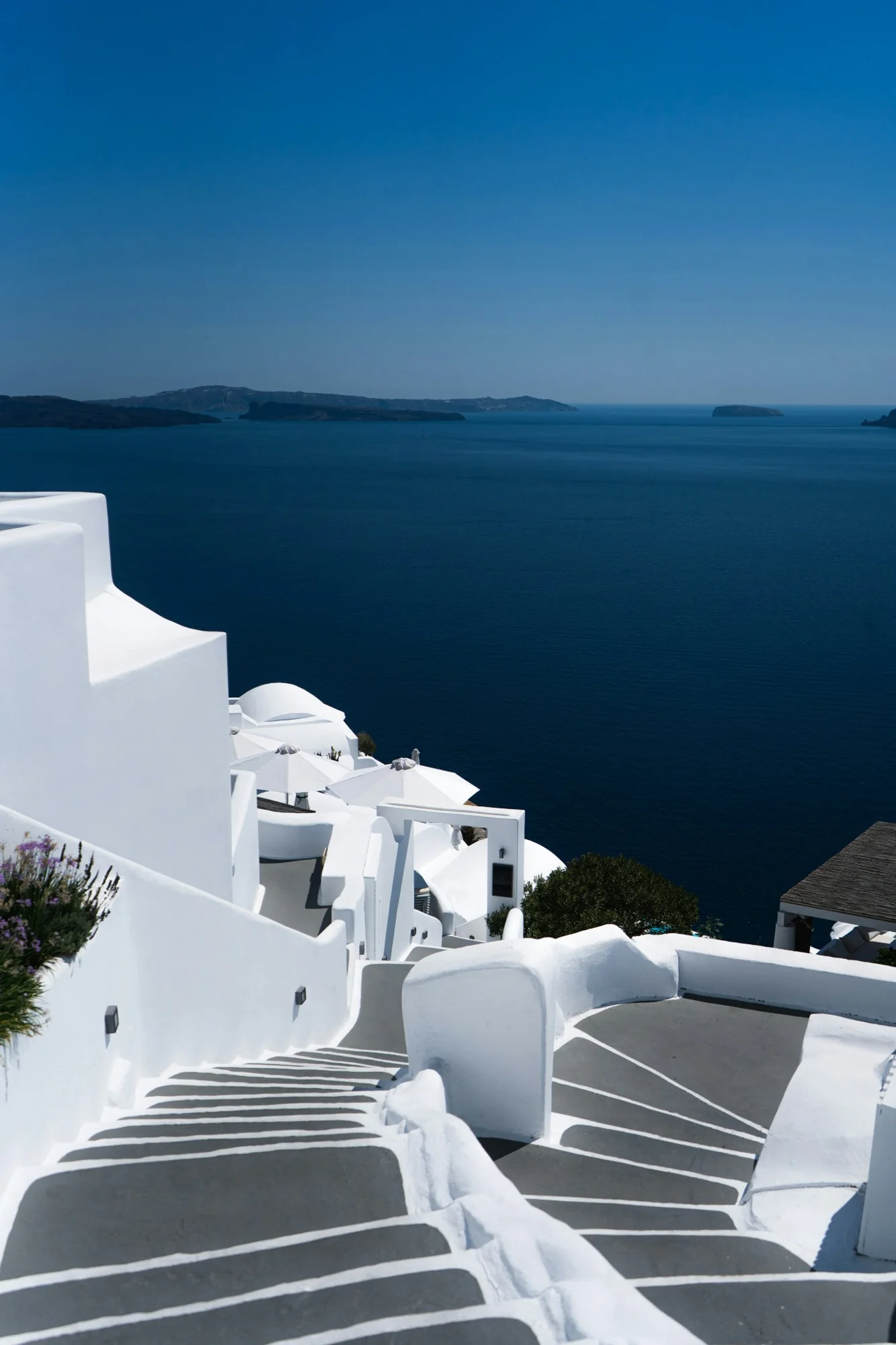 White island architecture above the deep blue Aegean Sea